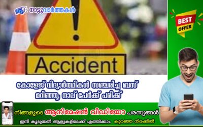 കോളേജ് വിദ്യാര്ത്ഥികള് സഞ്ചരിച്ച ബസ് മറിഞ്ഞു; നാല് പേര്ക്ക് പരിക്ക്